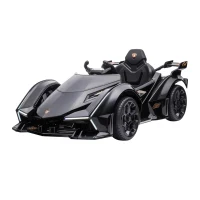 Aosom 12V Electric Ride-on Car, Licensed Lamborghini V12 Vision Gran Turismo Battery-Powered Ride-on Toy with Remote Control, Music, LED Lights, for 3-6 Year Old Boys and Girls, Black(m-11)