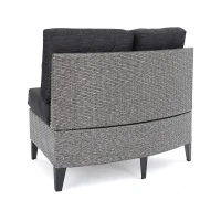 Outdoor 8 Seater Sofa, Modular Half-Circle Design, Polyethylene Rattan, Water-Resistant Cushions, 106" x 35" x 28", Black+Gray(m-5)
