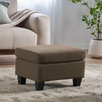 Fabric Ottoman with Contemporary Design, Smooth Upholstery, Versatile Use, Birch Wood Legs, 24" W x 18" D x 16" H, Chocolate(m-4)