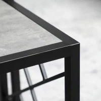 HOMCOM Nest of Tables Set of 3, Square Coffee Table Set with Metal Frame for Living Room, Bedroom, Grey(m-9)