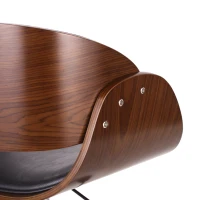 Vinsetto Mid-Century Modern Office Chair, Faux Leather Upholstery, Bentwood Design, Adjustable Height with Swivel, Rolling Casters, 23"x23"x29.25", Black+Dark Walnut(m-6)