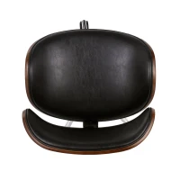 Vinsetto Mid-Century Modern Office Chair, Faux Leather Upholstery, Bentwood Design, Adjustable Height with Swivel, Rolling Casters, 23"x23"x29.25", Black+Dark Walnut(m-5)
