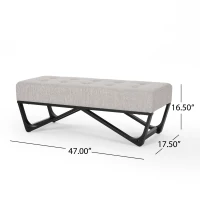 Ottoman with Cushioned Top, Sturdy Frame, and Space-Saving Design, 47.25" L x 17.5" W x 16.5" H, Light Gray(m-3)