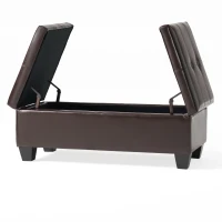 Storage Ottoman with Cushioned Top, Sturdy Frame, and Space-Saving Design, 46.5" L x 20.75" W x 17.25" H, Chocolate(m-5)