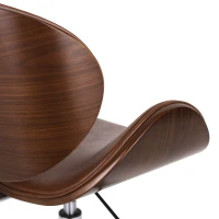 Vinsetto Mid-Century Modern Office Chair, Faux Leather Upholstery, Bentwood Design, Adjustable Height with Swivel, Rolling Casters, 23"x23"x29.25", Walnut(m-6)