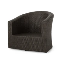 Vinsetto Swivel Club Chair with Hand-Crafted Wicker and Aluminum, Weather-Resistant Polyester Cushions, No Assembly Required, 32.5" L x 31.25" W x 31" H, Brown(m-12)