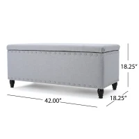 Fabric Storage Ottoman Bench with Solid Wood Construction, Versatile Seating and Storage, 42" L x 18.25" W x 18.25" H, Light Grey(m-3)