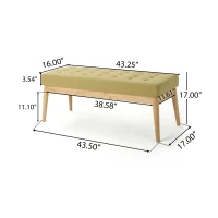 Fabric Ottoman with Cushioned Top, Sturdy Frame, and Space-Saving Design, 43.5" L x 15.75" W x 17" H, Yellow(m-3)