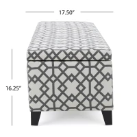 Cushioned Storage Ottoman with Sturdy Frame and Space-Saving Design, Geometric Pattern Surface, Gray(m-4)