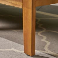 Transitional L-Shaped Patio Furniture Set, Acacia Wood Frame with Water-Resistant Cushions and Slat Panel Design, 27" L x 29.5" W x 26.25" H, Beige(m-6)