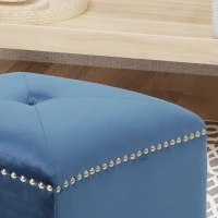 Stylish Ottoman with Cushioned Top, Sturdy Frame, and Space-Saving Design, 16.5" L x 16.5" W x 17" H, Dark Blue(m-6)