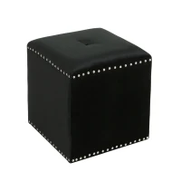 Stylish Ottoman with Cushioned Top, Sturdy Frame, and Space-Saving Design, 16.5" L x 16.5" W x 17" H, Black(m-2)