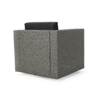 Outdoor Swivel Club Chair, Polyethylene Wicker, Water-Resistant Cushions, 33.5" L x 31.5" W x 27.75" H, Assembly Required, Black+Gray(m-11)