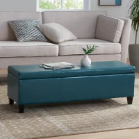 Storage Ottoman with Contemporary Design, Upholstered Seating, Versatile Storage Bench, 51.25" L x 17.5" W x 16.25" H, Teal(m-1)