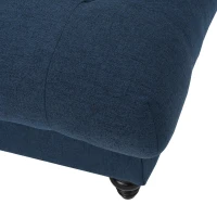 Tufted Ottoman with Upholstered Polyester Blend, Button Tufting, Turned Feet, 40.5" x 40.5" x 16.9", Navy Blue(m-8)