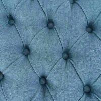 Storage Ottoman with Birch Legs, Hand-Tufted Fabric, 50" L x 20.5" W x 18.25" H, Spot Clean, Blue(m-7)