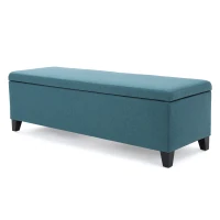 Storage Ottoman with Cushioned Top, Sturdy Frame, and Space-Saving Design, 51" L x 17.25" W x 16.5" H, Teal(m-2)