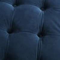 Modern Glam Round Tufted Velvet Ottoman with Cushioned Top, Sturdy Frame, and Space-Saving Design, 40" L x 40" W x 17.5" H, Blue(m-6)