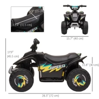 Aosom Kids Ride on ATV, 6V Battery Powered Quad Car with Forward, Reverse Switch, for Boys Girls 18-36 Months, Black(m-3)
