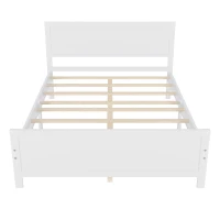 Vinsetto Farmhouse Style Queen Size Wood Platform Bed Frame with Headboard, Mattress Foundation with Wood Slat Support, No Box Spring Needed, 6.06" Underbed Clearance, 500 lbs Weight Capacity, White(m-6)