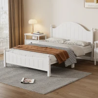Vinsetto Traditional Queen Size Solid Wood Platform Bed, No Box Spring Needed, 500 lbs Weight Capacity, Easy Assembly, White(m-5)