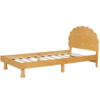 Kids Twin Size Cookie-Shaped Platform Bed with Solid Pine Wood Structure, Easy Drop-In Mattress Setup, 77.6" x 41.3" x 37.4", Walnut(m-9)