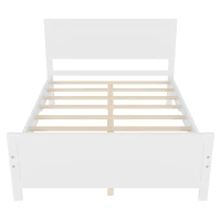 Vinsetto Farmhouse Style Full Size Wood Platform Bed Frame with Headboard, Mattress Foundation with Wood Slat Support, No Box Spring Needed, 450 lbs Capacity, 6.06" Underbed Clearance, White(m-7)
