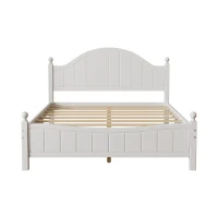 Vinsetto Traditional Queen Size Solid Wood Platform Bed, No Box Spring Needed, 500 lbs Weight Capacity, Easy Assembly, White(m-7)