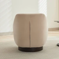 U-shaped Fully Assembled Swivel Velvet Accent Chair with Solid Wood Base and High-Density Foam Cushion, 30.7" x 30.7" x 30.9", Beige(m-4)