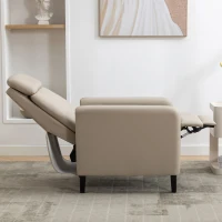 Modern Adjustable Recliner Chair, PU Leather, Fully-Padded, 330 lbs Capacity, Easy Assembly, 27.2" x 33.1" x 41.3", Beige(m-4)