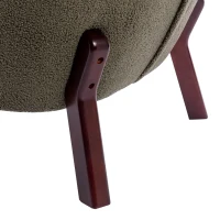 Accent Upholstered Armless Chair Lambskin Sherpa Single Sofa Chair with Wooden Legs, Modern Reading Chair for Living Room Bedroom Small Spaces, 29.5"x20.5"x26", Green(m-8)