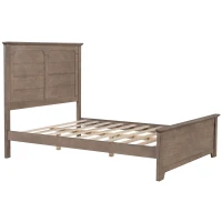 Vinsetto Farmhouse Wooden Platform Full Size Bed with Panel Design Headboard and Footboard, Sturdy Structure, Easy Assembly, 78.9" L x 57.9" W x 51.8" H, Ash Brown(m-8)