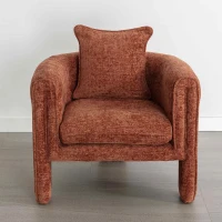 Modern Style Accent Chair, Ergonomic Armrest, Soft Seat, Durable Woven Velvet Fabric, 33.9" L x 31.9" W x 31.5" H, 330 lbs Capacity, Burnt Orange(m-1)