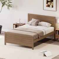 Vinsetto Farmhouse Style Full Size Wood Platform Bed Frame with Headboard, Mattress Foundation with Wood Slat Support, No Box Spring Needed, 6.06" Underbed Clearance, 450 lbs Weight Capacity, Walnut(m-1)