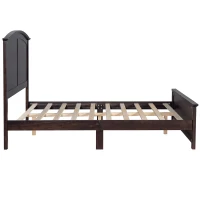 Vinsetto Farmhouse Wooden Platform Queen Size Bed with Curl Design Headboard and Footboard, Sturdy Structure, Easy Assembly, 84.1" x 64.2" x 51.8", Espresso(m-8)