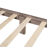 Vinsetto Farmhouse Wooden Platform Queen Size Bed with Panel Design Headboard and Footboard, Sturdy Structure, Easy Assembly, No Box Spring Needed, 84.1" x 64.2" x 51.8", Ash Brown(m-6)