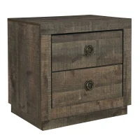 Vinsetto Farmhouse Style Rustic Brown 2-Drawer Nightstand, End Table for Bedroom and Living Room, MDF and Particleboard, 23.6" x 16.5" x 23", Rustic Brown(m-2)
