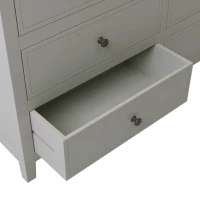 Vinsetto 7-Drawer Solid Wood Dresser with Pine Wood Frame, Smooth Glide Drawers and Safety Stops, 51.38" x 34.45" x 18.7", Gray(m-5)