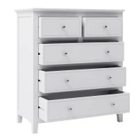 Vinsetto 5-Drawer Solid Wood Chest with Pine Wood Frame, Smooth Glide Drawers and Safety Stops, 40.75" x 35.63" x 18.7", White(m-6)
