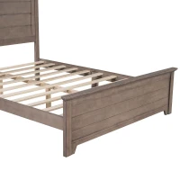 Vinsetto Farmhouse Wooden Platform Queen Size Bed with Panel Design Headboard and Footboard, Sturdy Structure, Easy Assembly, No Box Spring Needed, 84.1" x 64.2" x 51.8", Ash Brown(m-7)