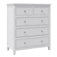 Vinsetto 5-Drawer Solid Wood Chest with Pine Wood Frame, Smooth Glide Drawers and Safety Stops, 40.75" x 35.63" x 18.7", White(m-5)