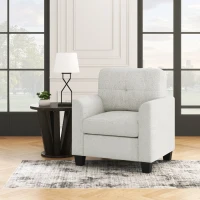 Mid Century Modern Accent Chair with Button Tufted Back and Wood Legs, Cozy Armchair with Removable Wide Backrest, 21.5'' Wide Seat Cushion, 5.5'' Wide Armrest, 32.5" x 28.9" x 36.2", Beige(m-5)