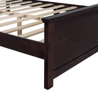Vinsetto Farmhouse Wooden Platform Queen Size Bed with Curl Design Headboard and Footboard, Sturdy Structure, Easy Assembly, 84.1" x 64.2" x 51.8", Espresso(m-7)