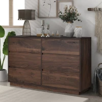 Vinsetto Mid-Century Modern 6-Drawer Dresser, Dark Walnut Finish, Smooth Metal Runners, Easy to Clean, Scratch Resistant, 47.2" x 15.7" x 31.4", Dark Brown(m-4)