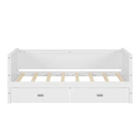 Vinsetto Twin Size Solid Wood Daybed with Two Drawers, No Box Spring Needed, Pine Wood Frame, 79"L x 41"W x 29.5"H, White(m-6)