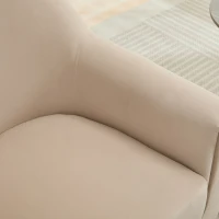 U-shaped Fully Assembled Swivel Velvet Accent Chair with Solid Wood Base and High-Density Foam Cushion, 30.7" x 30.7" x 30.9", Beige(m-6)