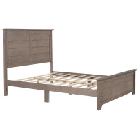 Vinsetto Farmhouse Wooden Platform Queen Size Bed with Panel Design Headboard and Footboard, Sturdy Structure, Easy Assembly, No Box Spring Needed, 84.1" x 64.2" x 51.8", Ash Brown(m-10)