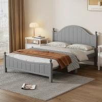 Vinsetto Traditional Queen Size Solid Wood Platform Bed, No Box Spring Needed, 500 LBS Weight Capacity, Easy Assembly, Gray(m-1)