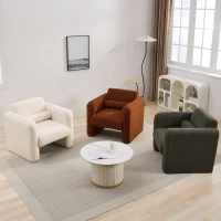 Comfy Reading Armchair with Soft Padded Cushion and Pillow for Living Room, Bedroom, Office, Modern Accent Chair, Lambskin Sherpa Fabric Upholstered, 225lbs Capacity, Cream(m-5)