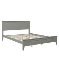 Vinsetto Modern Solid Wood Queen Size Bed, Pine Wood and MDF Frame, Slat Design Headboard, 600 lbs Weight Capacity, No Box Spring Required, Adjustable Bed Compatible, Gray(m-2)